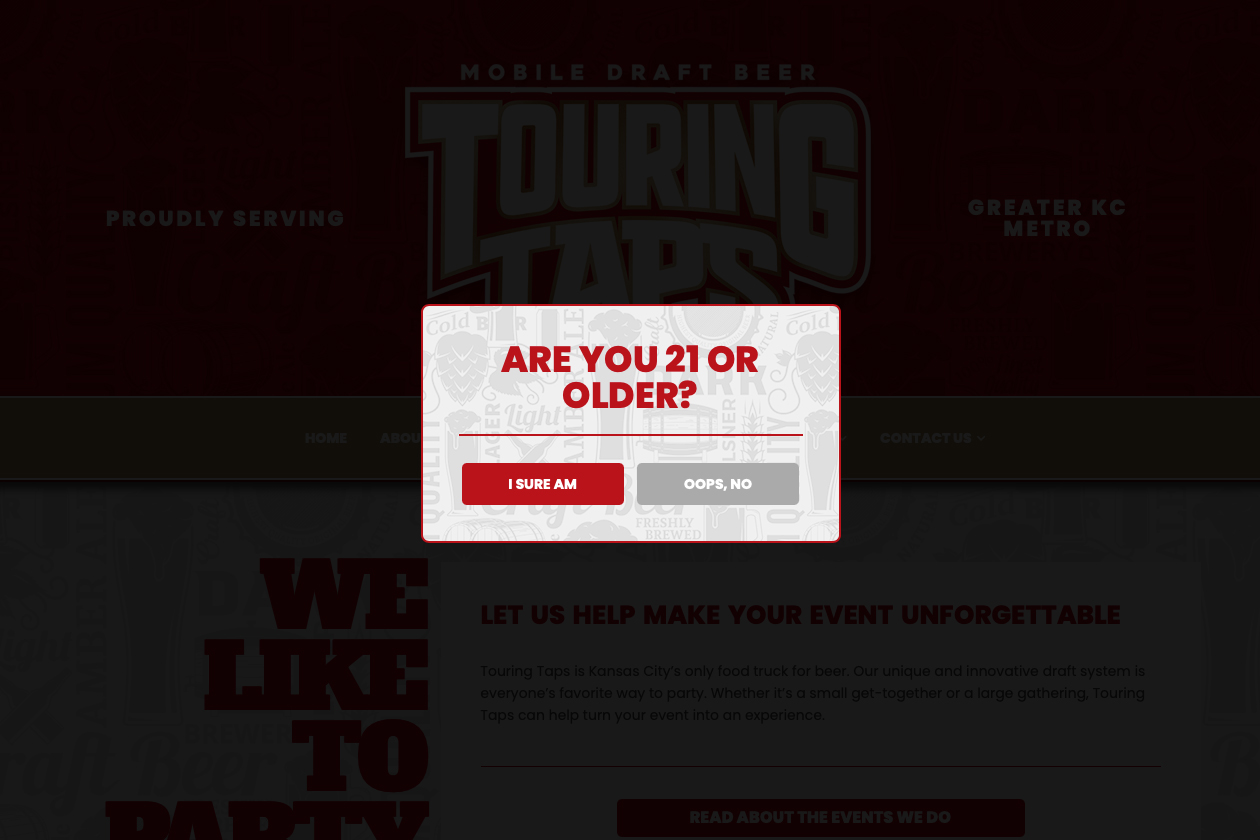 Touring Taps Website Age Verification by Morehawk